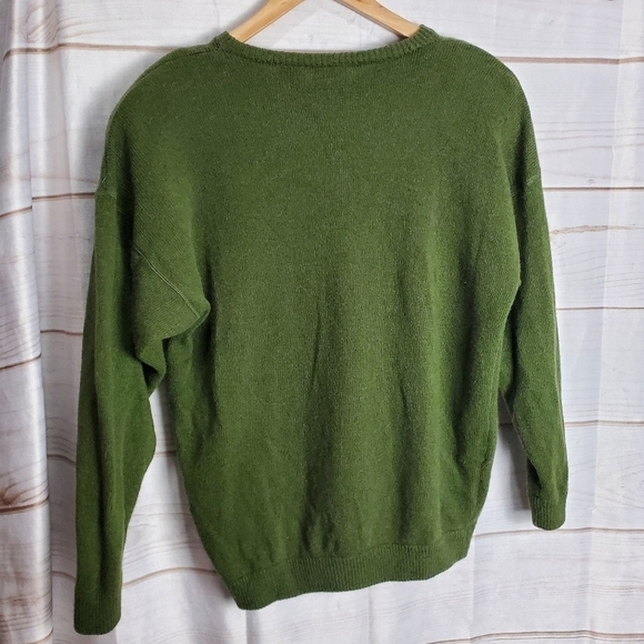 Vintage 90s Liz Wear Lambs Wool Green Pullover Long Sleeve Sweater Size Large - Picture 7 of 9